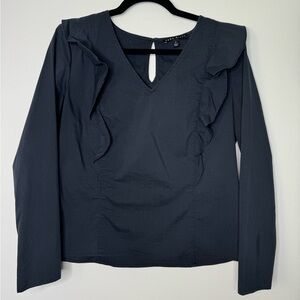 Como Black ruffle charcoal black blouse
